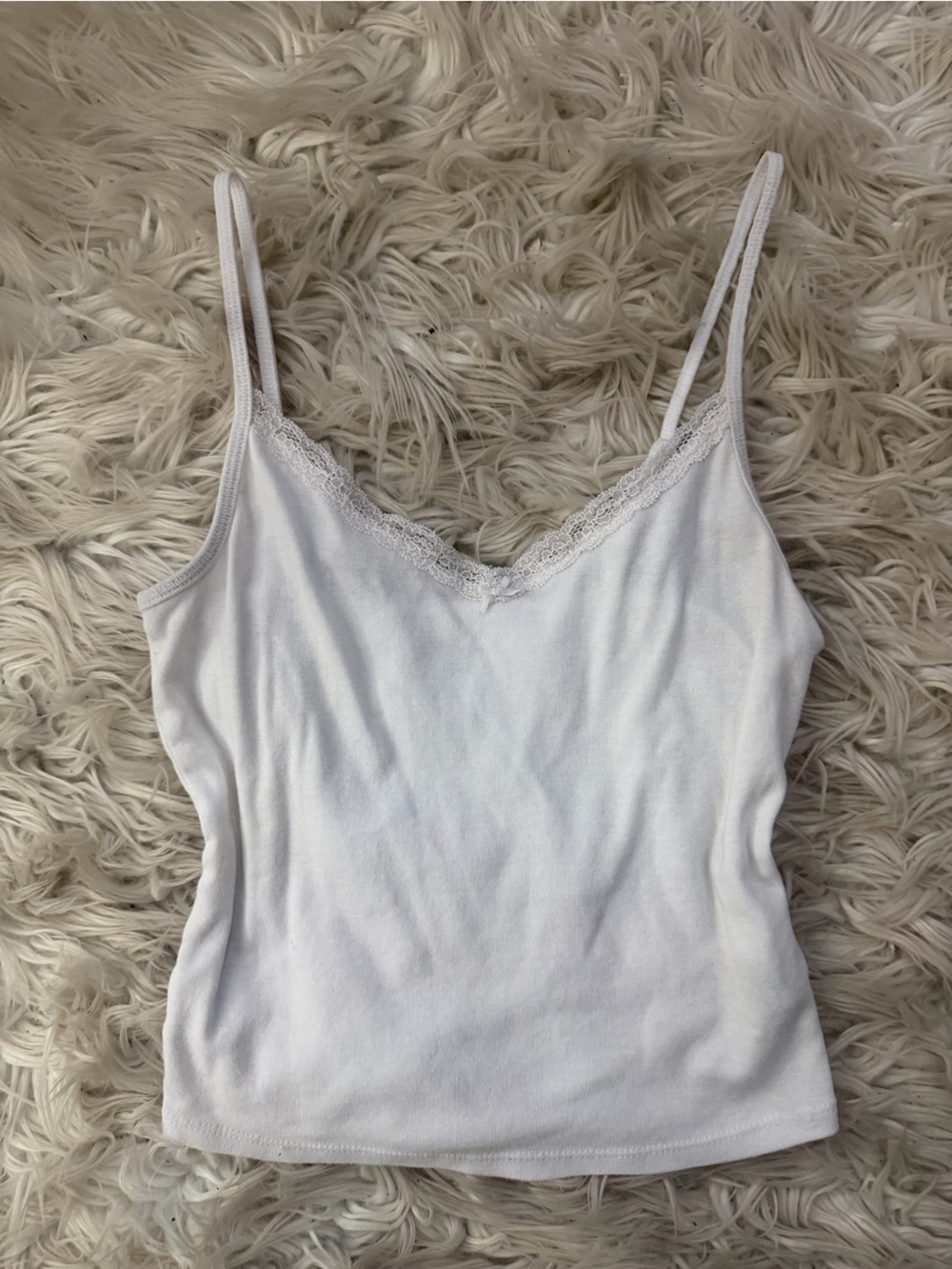 No Boundaries White Lace-Trim Spaghetti Strap Camisole